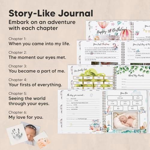 KeaBabies Inkless Hand Footprint Ornament Kit with Memory Book