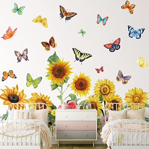 2 Sheets Flowers Wall Decals for Girls Bedroom Decor