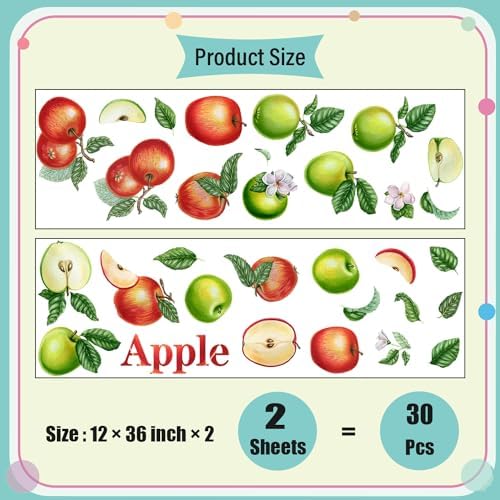 DEIKOKA Apple Wall Decals Set of Red Apples with Leaves and Slices