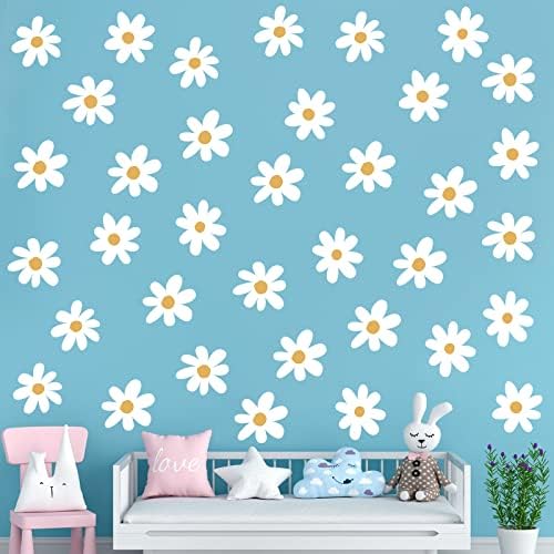 BBTO Daisy Wall Decals 36 Piece White Floral Stickers