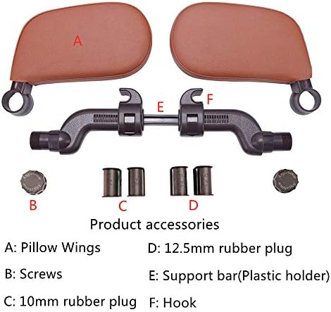 JSKRL Car Headrest Pillow 360 Adjustable PU Leather Support Cushion for Kids Adults Travel Sleeping