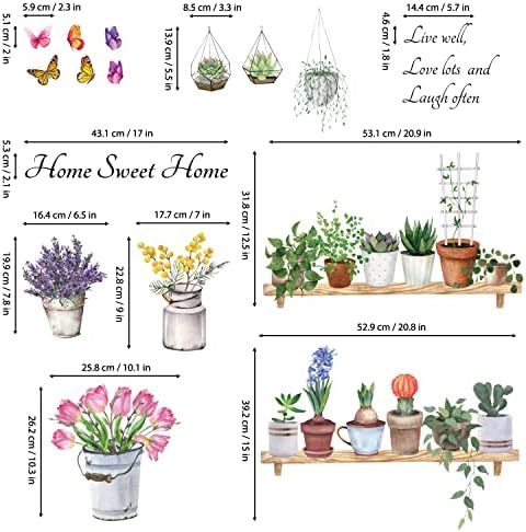 DECOWALL Flower Pots Wall Decals Peel Stick Stickers