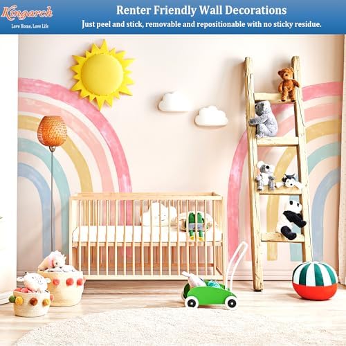 Kingarch Large Watercolor Rainbow Wall Decals