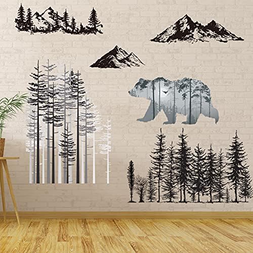 Outus 3 Sheets Forest Bear Wall Decals for Kids Room Decor