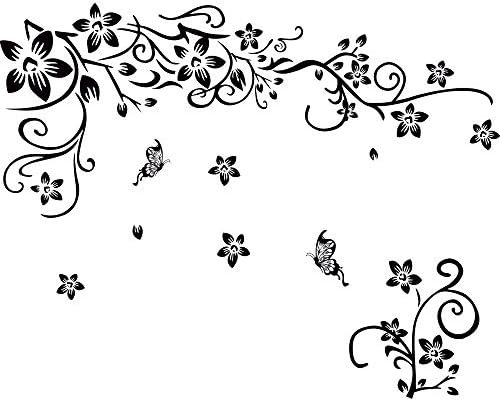 Black Flower Vines Wall Decals DIY Stickers for Kids Room