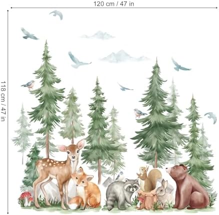 Wondever Mountain Tree Wall Stickers for Kids Room