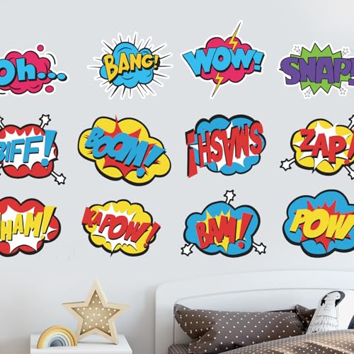 Superhero Comic Words Wall Decals 12-Pack