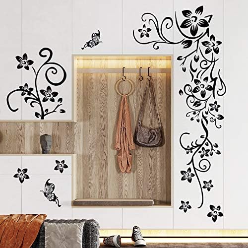 Black Flower Vines Wall Decals DIY Stickers for Kids Room