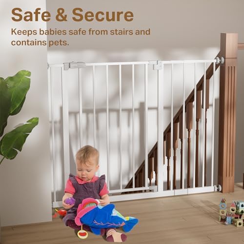 InnoTruth Baby Gate for Stairs and Doorways - White