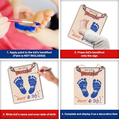 Our Little Firecracker 4th of July Footprint Decor Sign