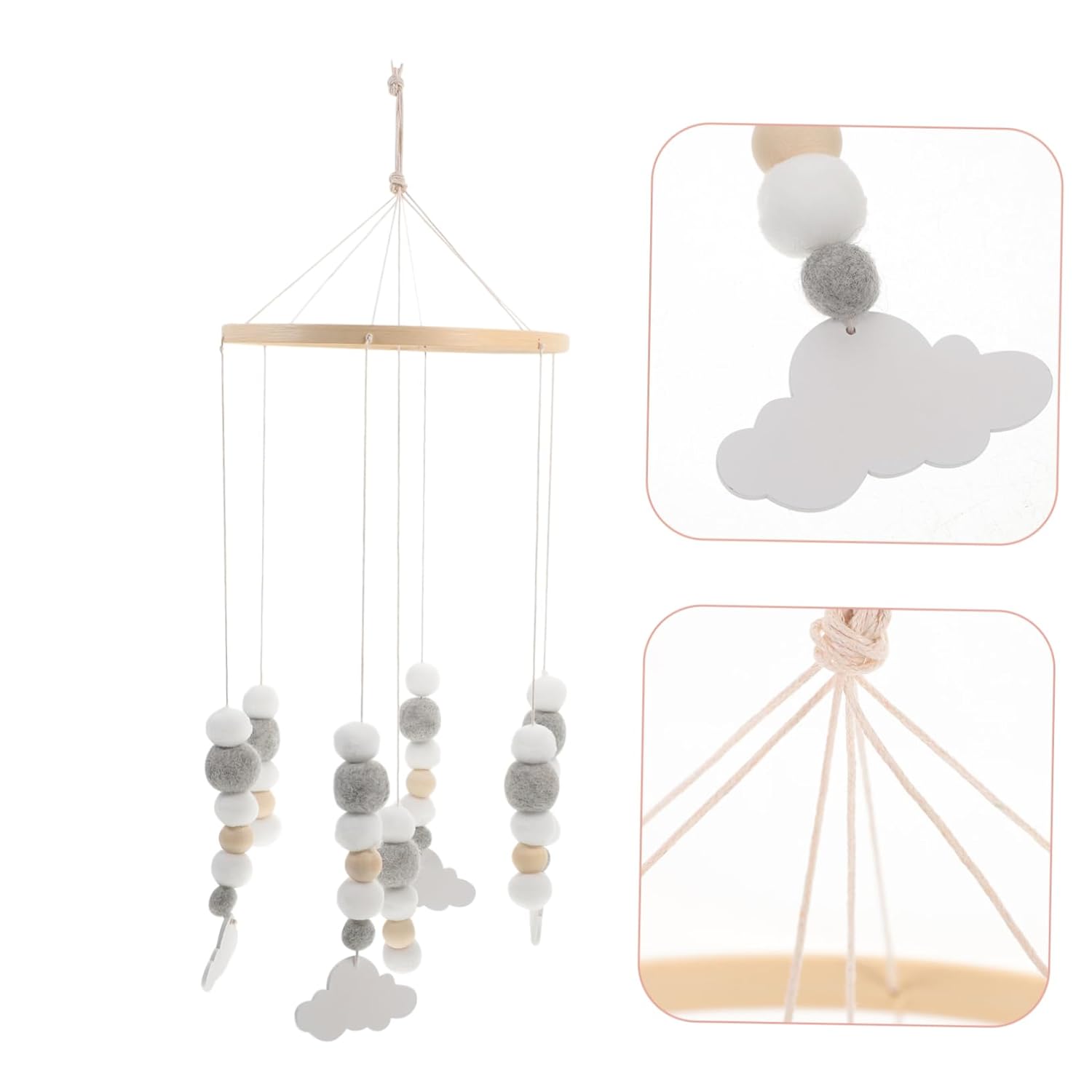 Totority Boho Crib Mobile Felt Ball Decor