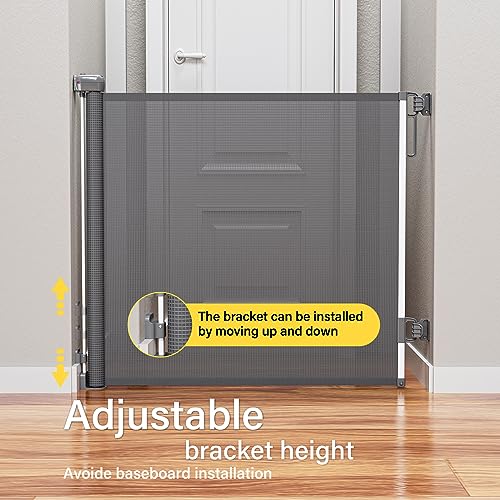 Retractable Baby Gate for Doorways and Stairs Grey