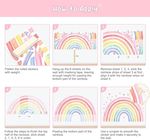 77 x 47 Rainbow Wall Decals for Kids Bedroom Playroom Classroom