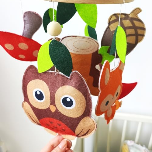 Felt Forest Animals Baby Mobile with Owl and Fox Theme