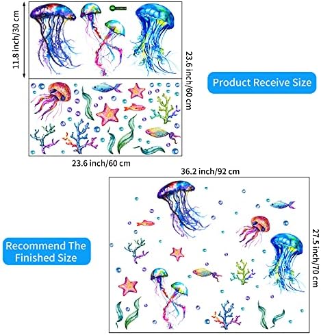 Ocean Jellyfish Wall Decal Vibrant Seaweed Starfish DIY Decor for Kids Room