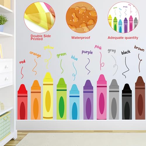 Colorful Crayon Wall Decals Peel and Stick Educational Decor