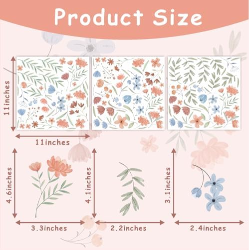 Lamkidle Boho Floral Wall Decals for Kids Room Decor