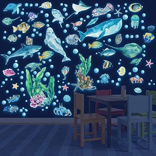Glow in The Dark Ocean Wall Decals for Kids Room Decor