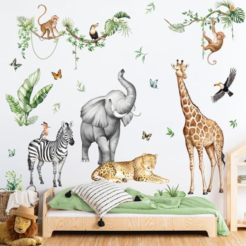 Jungle Safari Animal Wall Decals for Kids Room