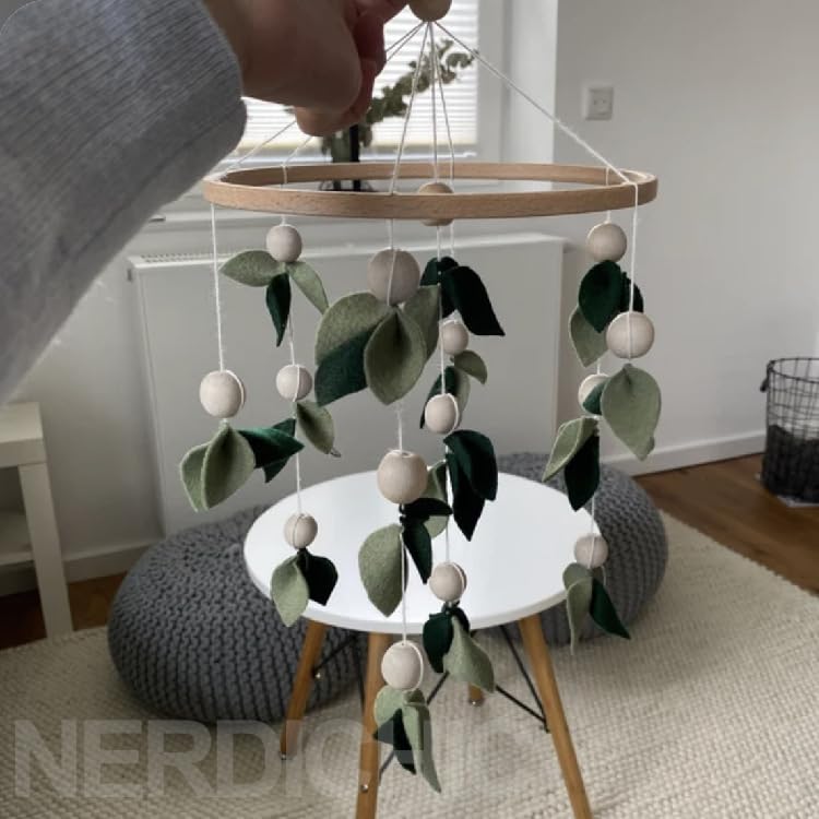 Nerdichic Baby Crib Mobile Green Leaves