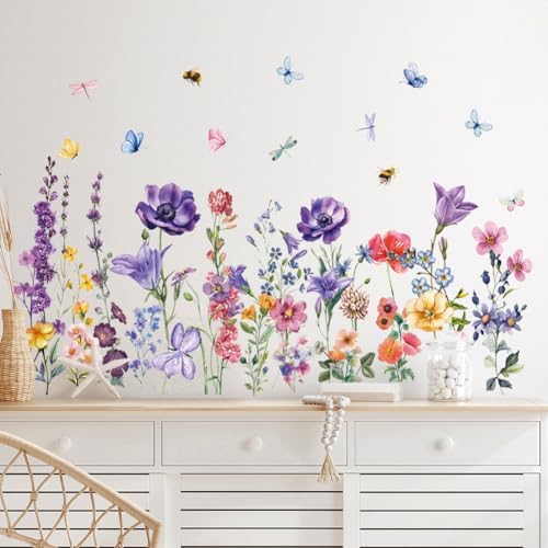 Colorful Wildflower Wall Stickers for Nursery and Kids Room
