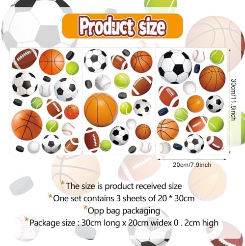 Glow in The Dark Sports Wall Decals for Kids Room