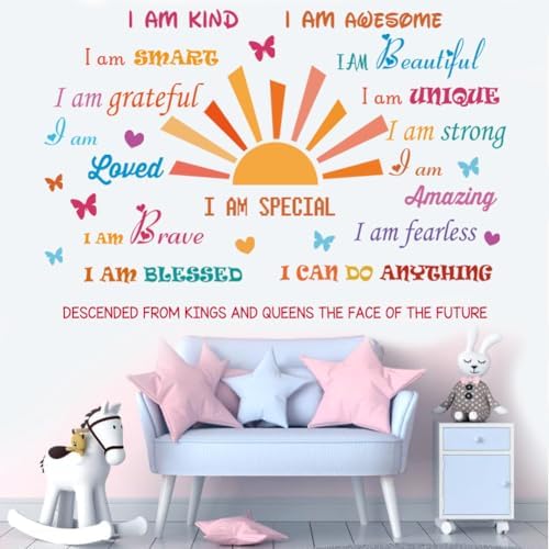 Inspirational Quotes Half Sun Peel and Stick Wall Decals for Baby Nursery Decor