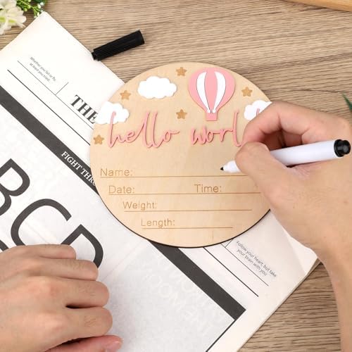 Wooden Baby Announcement Sign Hello World