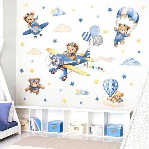 Decalmile Airplane and Animals Wall Stickers