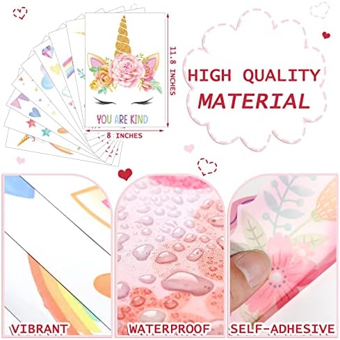 9 Pieces Unicorn Wall Stickers for Girls Bedroom Decor