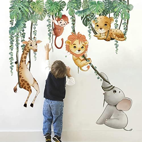 Runtoo Jungle Animal Wall Decals for Kids Room