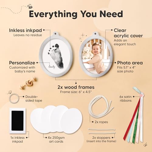 KeaBabies Inkless Baby Hand Footprint Ornament Kit