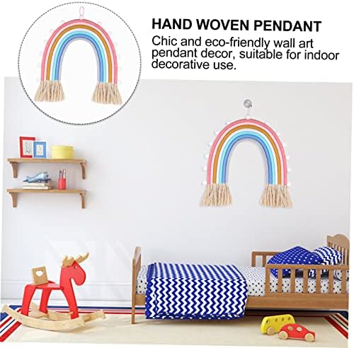 ABOOFAN 1pc Handmade Rainbow Woven Pendant Wall Decor