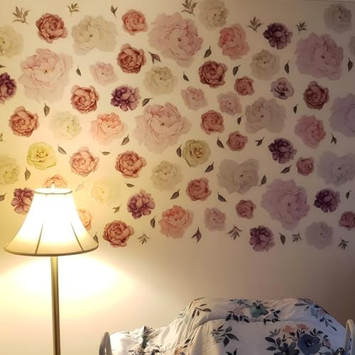 Large Floral Wall Decals 15 Peonies Stickers for Home Decor