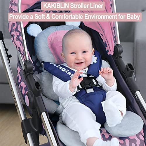 KAKIBLIN Infant Car Seat Insert Soft Head Body Support Cushion 2-in-1 Reversible for Car Seats Strollers Bouncers Pink