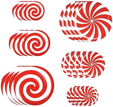 24 PCS Peppermint Floor Decals Stickers - 3 Sizes Christmas Candy Party Decorations