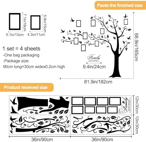 Large Family Photo Tree Wall Sticker 3D Peel and Stick
