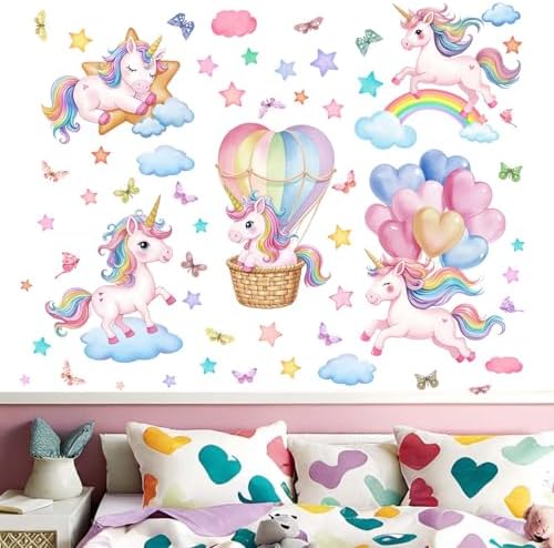 Amimagen Unicorn Rainbow Wall Decals for Kids