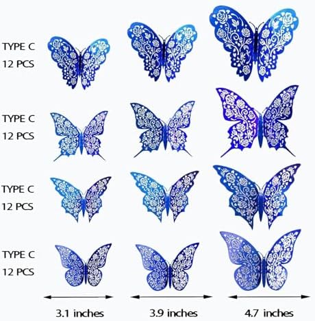 Cheerland 3D Royal Blue Butterfly Wall Stickers