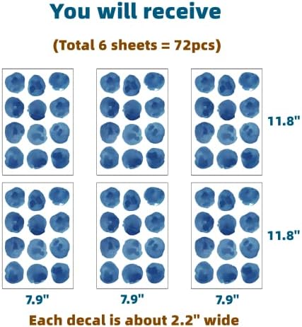 72pcs 22 Inch Sea Blue Polka Dots Wall Stickers for Kids Removable Peel and Stick Decor