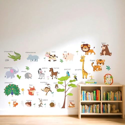 Large Animals Educational Wall Stickers for Kids