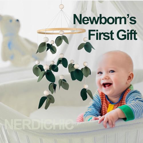 Nerdichic Baby Crib Mobile Green Leaves