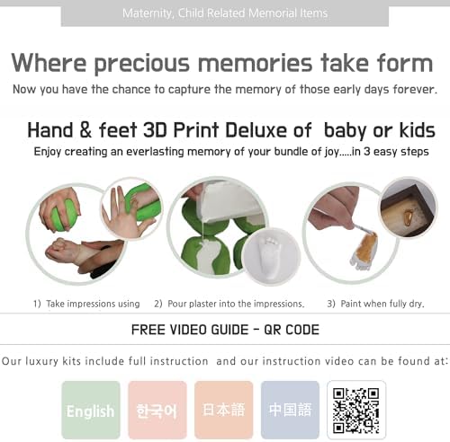 Love Moms Present Baby Hand Footprint Casting Kit with Silver Frame