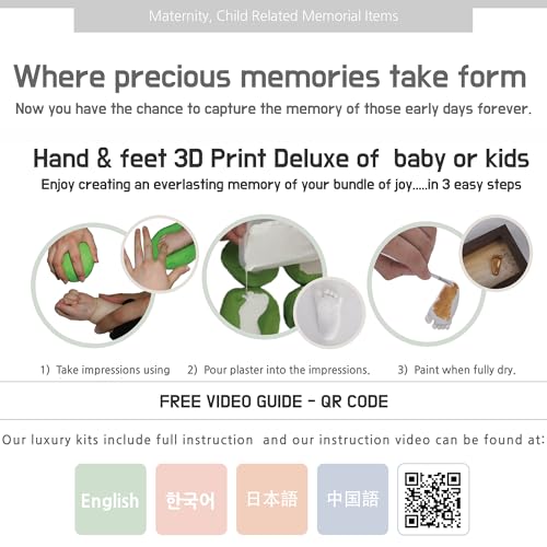 Momspresent Baby Hand Footprint Casting Kit with Silver Frame