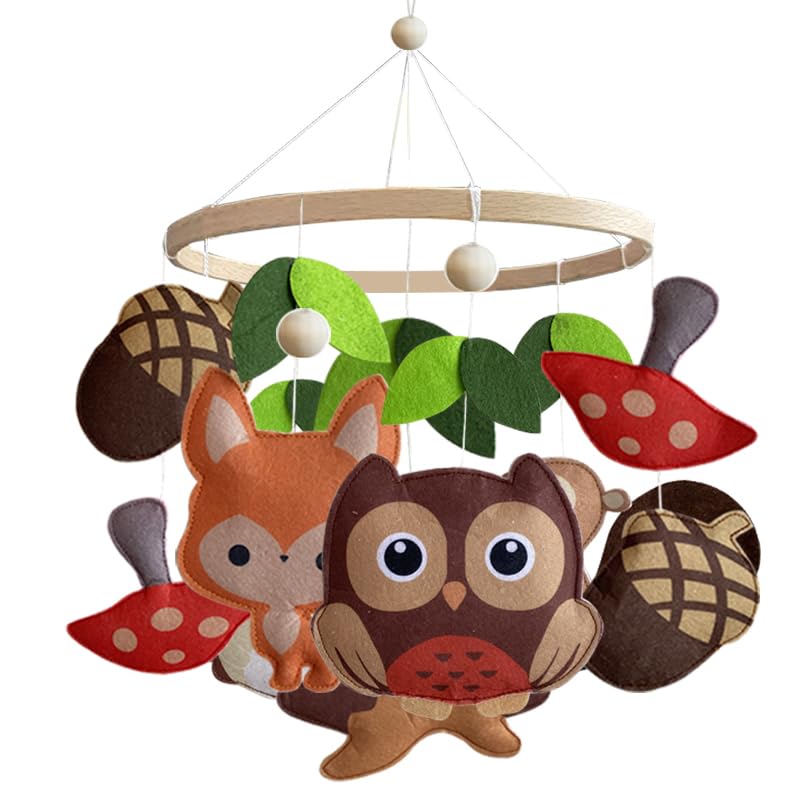 Felt Forest Animals Baby Mobile with Owl and Fox Theme