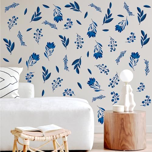 Blue Leaf Wall Stickers for Bedroom and Living Room Decor