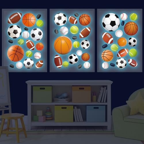 Glow in The Dark Sports Wall Decals for Kids Room