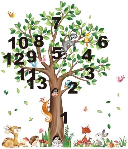 Decalmile Woodland Animals Tree Wall Stickers Bear Fox Deer Wall Decor for Kids Bedroom