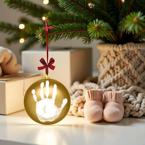 Tiny Ideas Christmas Baby Print Ball Ornament with Paint