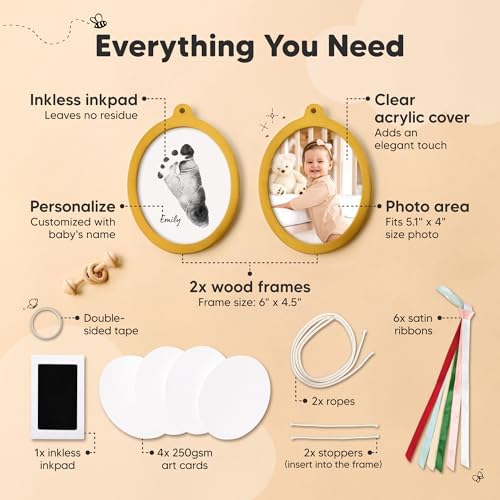 KeaBabies Personalized Baby Hand Footprint Ornament Kit
